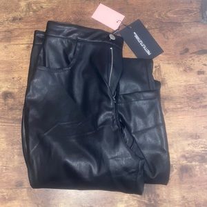 Pretty little thing black button up faux leather skinny trousers